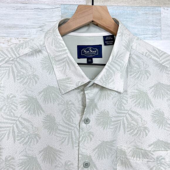 Nat Nast Silk Camp Short Green Tropical Palm Tree Hawaiian Vacation Mens XL - Picture 2 of 5